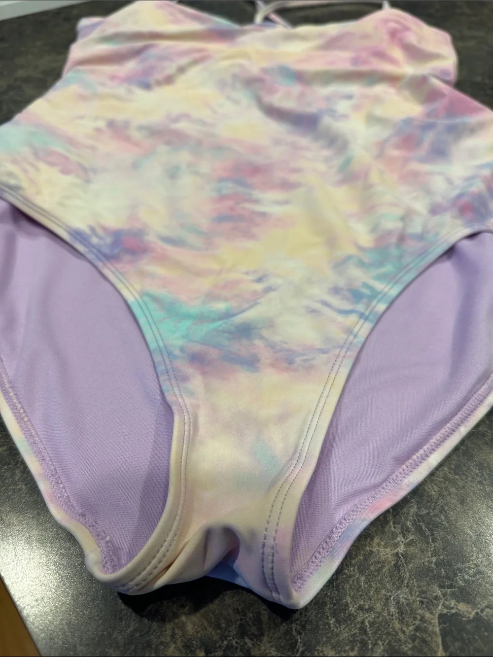Pastel Tie-Dye One-Piece Swimsuit - Lavender Accents